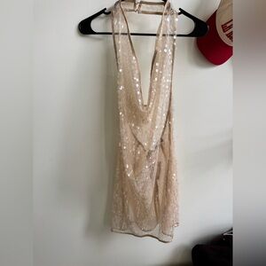 NWT PRETTY LITTLE THING NUDE SEQUIN SHAPE DRESS